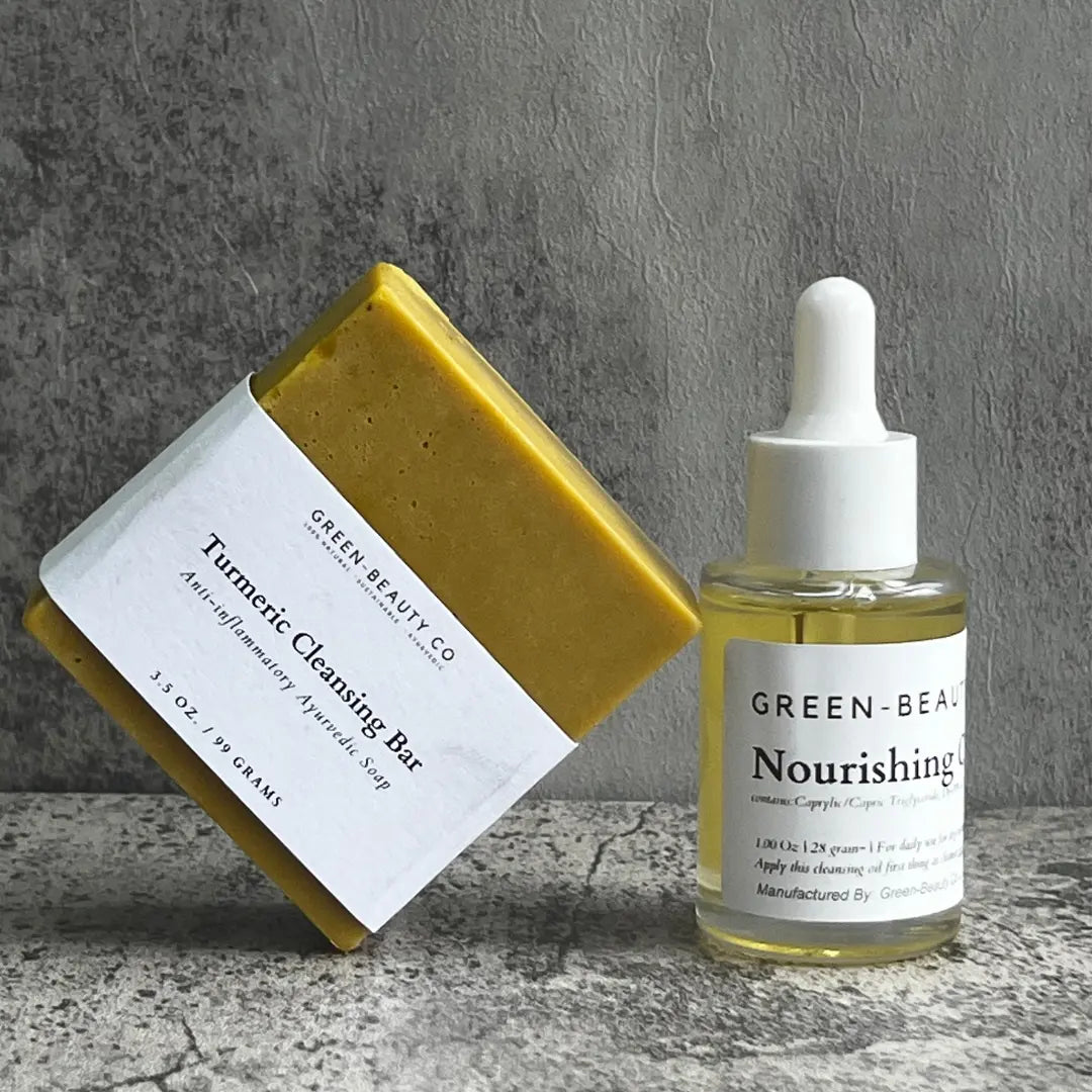 Double Cleansing Kit: Turmeric Soap + Nourishing Cleansing Oil Green-Beauty Co